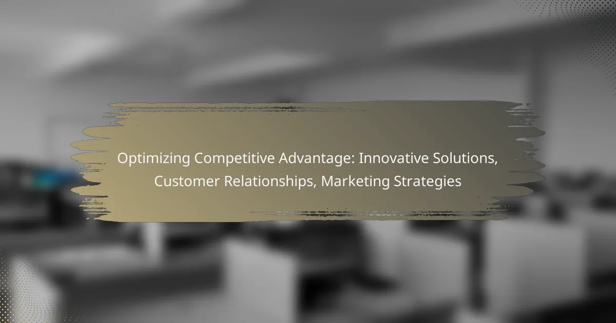 Optimizing Competitive Advantage: Innovative Solutions, Customer Relationships, Marketing Strategies
