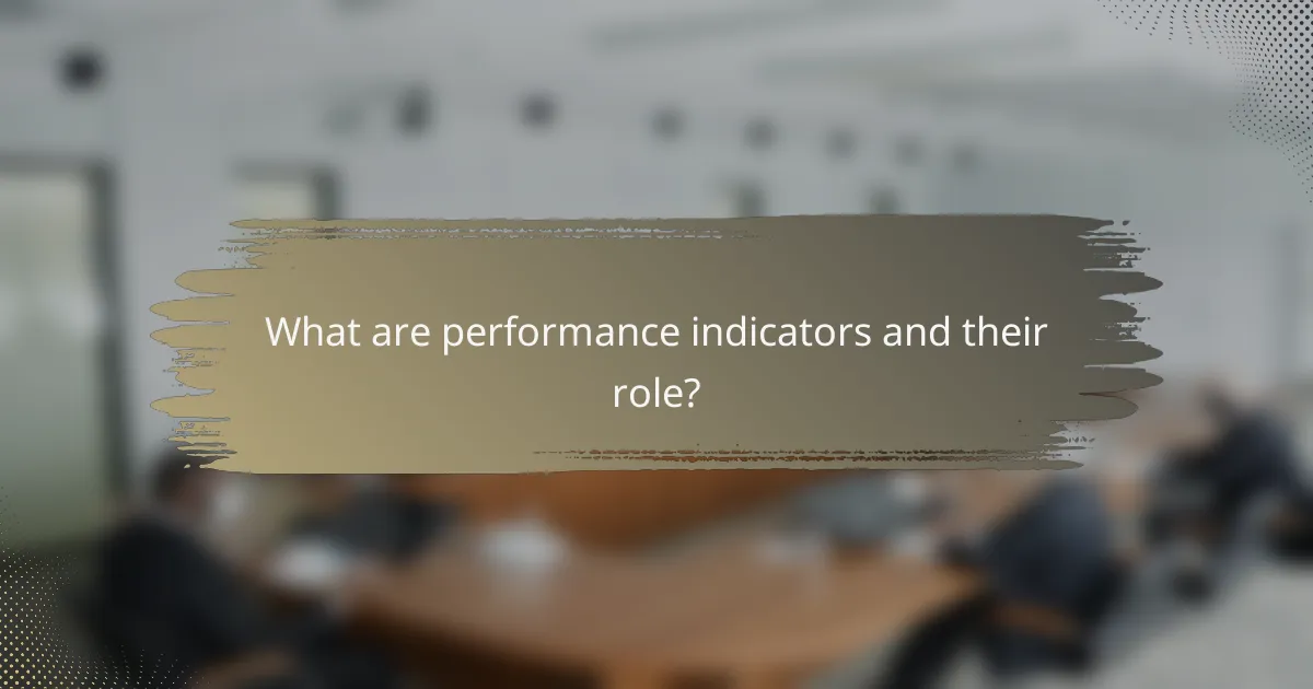What are performance indicators and their role?